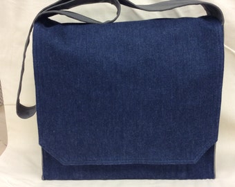 Blue Denim Large Messenger Bag