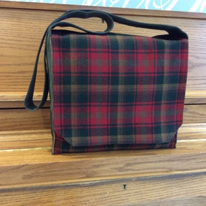 Red and Black Plaid Messenger Bag