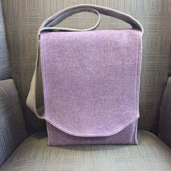 Purple Wool Messenger Bag
