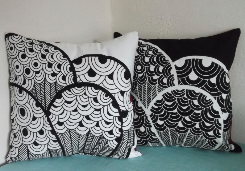 Black and White Graphic Pillow Cover 18x18 Etsy