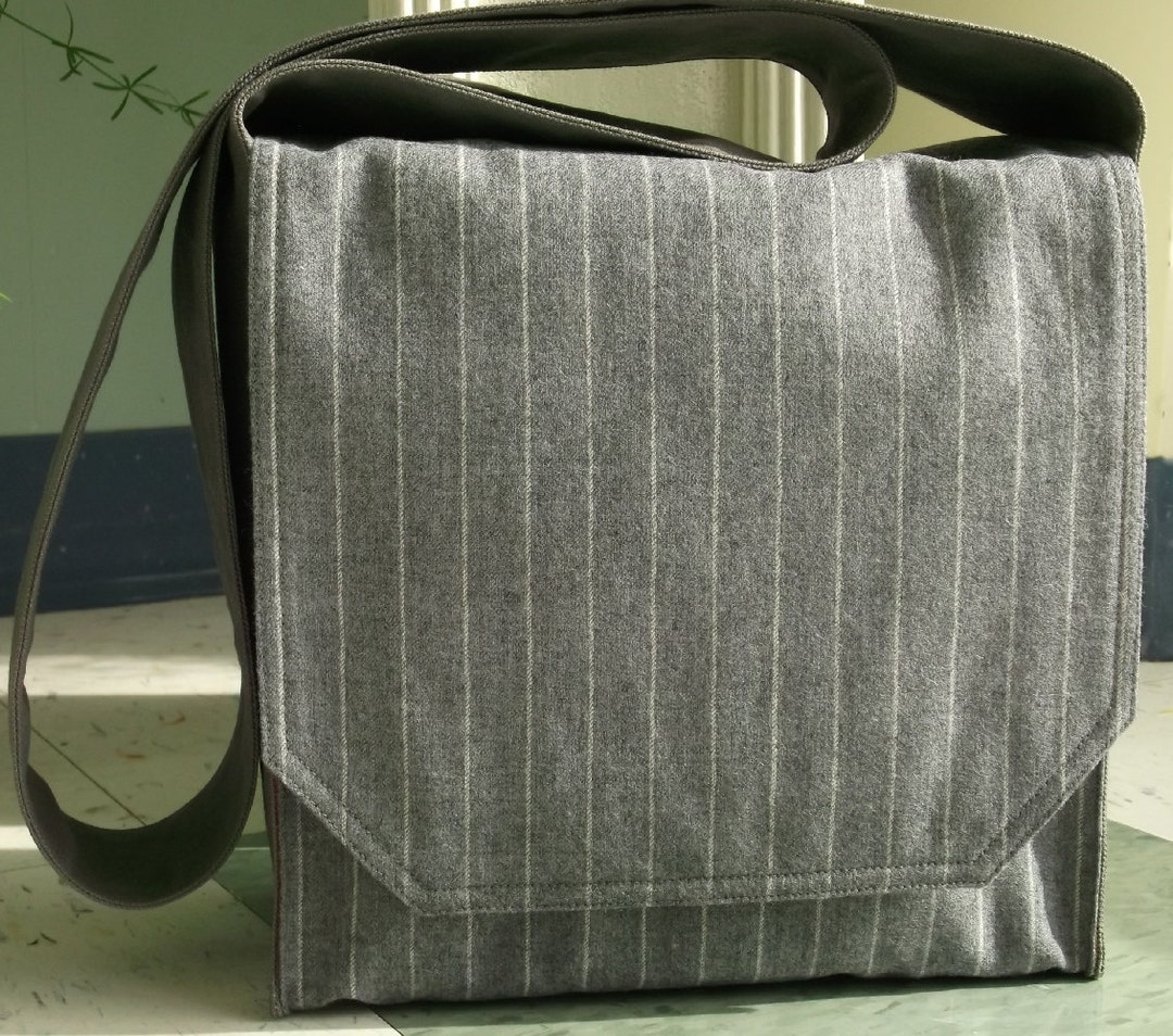 Light Grey Pinstripe Messenger Bag - Etsy