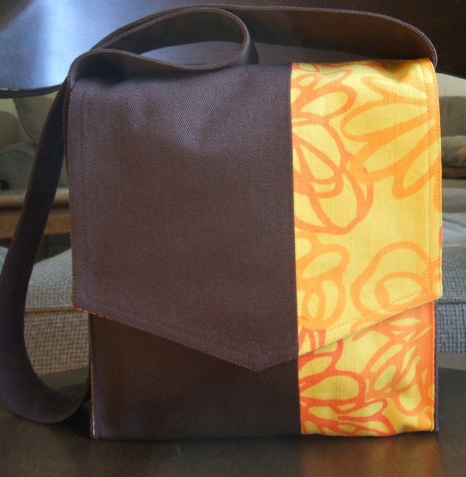 Brown and Orange Messenger Bag Etsy