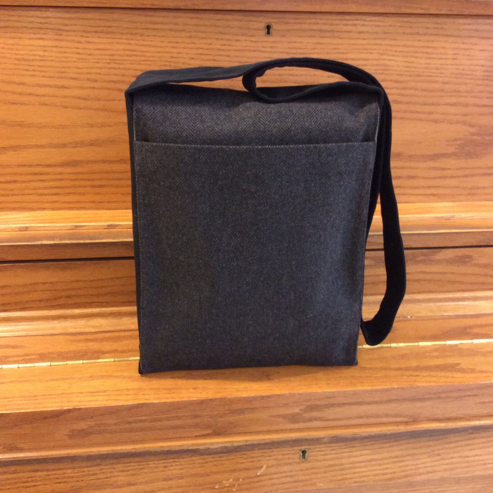 Charcoal Grey Herringbone Messenger Bag Etsy