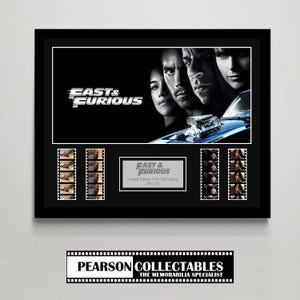 Fast & Furious Large Film Cell Display | Limited Edition | Authentic Cinema Reel Frames | Genuine Movie Memorabilia | Car Racing Film
