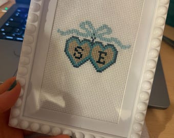 PERSONALISED INITIALS - Heart Locket Cross Stitch Design PDF