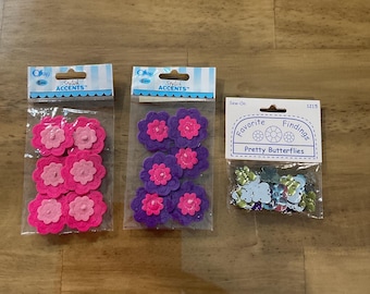 Felt Flowers and Butterfly Embellishments, Sew On or Glue On