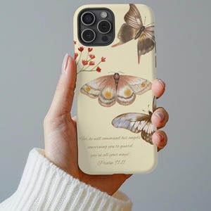 Personalized Bible Verse Phone Case For iPhone 16 15 14 13 12 11 Pro Plus Max, Add Favorite Bible Quote, Custom butterfly Phone Case