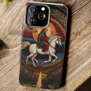 Christian phone case, Mosaic Phone Case, iPhone 16 15 14 13 12 11 8 7 Pro Max Mini X SE Tough Case, Samsung Galaxy S21 S22 S23, Jesus Design