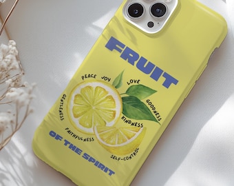 Fruit of the spirit phone cover, Christian phone case, Bible verse iPhone & Samsung tough cover, Lemon jesus Case, God scripture