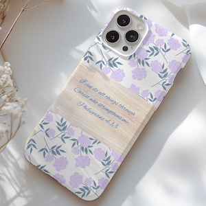 Personalized Bible Verse Phone Case Floral iPhone 16 15 14 13 12 11 Pro Plus Max, Add Your Favorite Bible Quote, Custom Phone Case