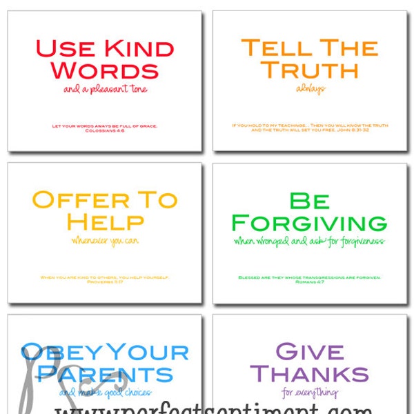 family rules with Bible verses - printable download - 5x7 prints