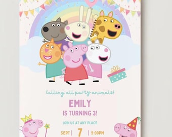 Peppa Pig Birthday Party Invitation- editable/customizable