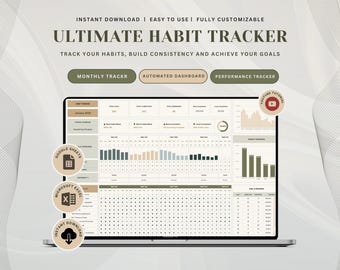 Annual Habit Tracker Google Sheets Excel Daily Habit Weekly Goal Planner Spreadsheet Planner Template Monthly Habit Routine Excel Tracker