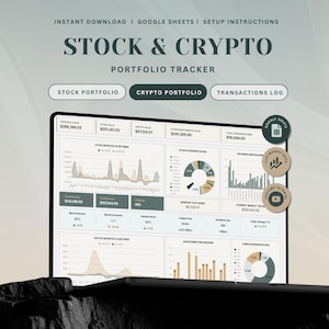 Voorraadcryptoportfolio Spreadsheettracker Google Spreadsheets Persoonlijke financiën Investeringsspreadsheetdashboard Handelsdagboek Cryptotracker
