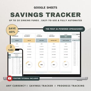Savings Tracker Spreadsheet Sinking Funds Tracker Goal Template Money Savings Planner Google Sheets Goal Tracker Personal Budget Spreadsheet