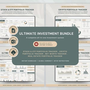 Investment Bundle Planner Stock Portfolio Google Sheets Trading Journal Crypto Portfolio Net Worth Tracker Spreadsheet Real Estate Portfolio