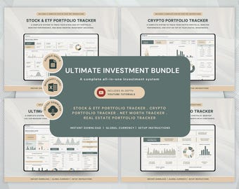 Investment Bundle Planner Stock Portfolio Google Sheets Trading Journal Crypto Portfolio Net Worth Tracker Spreadsheet Real Estate Portfolio
