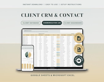 Client CRM & Contact Log Spreadsheetc Client Tracker Excel Template CRM Google Sheets Small Business Planner Client Management Tracker Excel