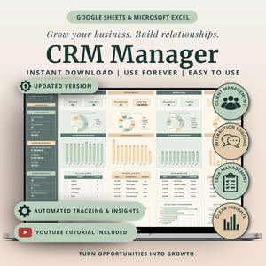 Client CRM & Lead Tracker Spreadsheet Client Tracker Excel Template CRM Google Sheets Small Business Planner Client Management Excel Tracker