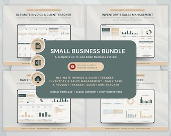 Small Business Planner Google Sheets Invoice Tracker Client Management Spreadsheet Inventory Task and Lead Tracker Google Sheets Template