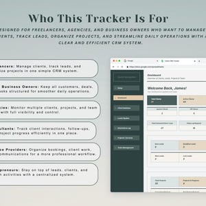Client CRM & Lead Tracker Spreadsheet Client Tracker Excel Template CRM Google Sheets Small Business Planner Client Management Excel Tracker image 11