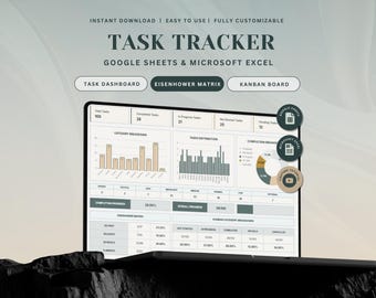 Ultimate Task Tracker Spreadsheet Template Task Management Google Sheets Eisenhower Matrix Kanban Board Gantt Chart To Do List Excel Planner