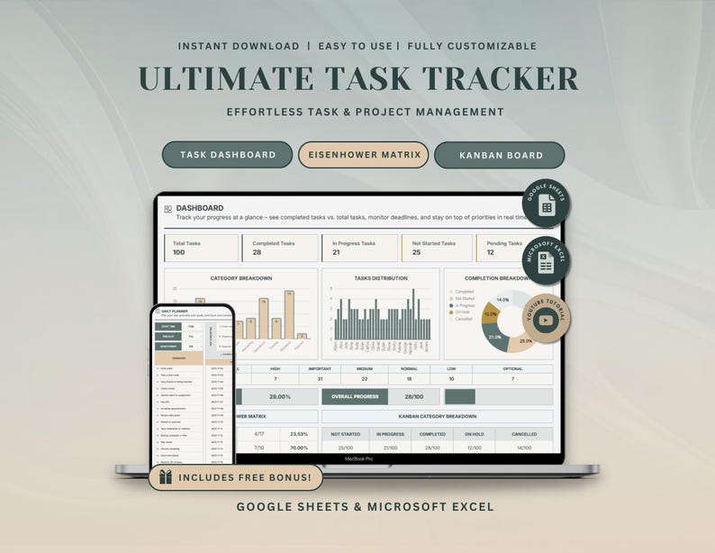 Ultimate Task Tracker Spreadsheet to Do List Template Excel Tracker ...