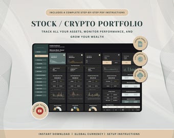 Stock and Crypto Portfolio Spreadsheet Tracker Google Sheets Stock Portfolio Crypto Investment Dashboard Trading Journal Stock Dark Mode