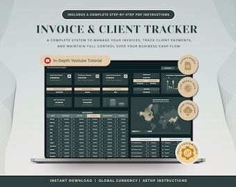 Invoice Client Tracker Spreadsheet Invoice Excel Template Client CRM Google Sheets 2026 Digital Planner Client Management All In One Planner