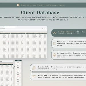 Client CRM & Lead Tracker Spreadsheet Client Tracker Excel Template CRM Google Sheets Small Business Planner Client Management Excel Tracker image 5