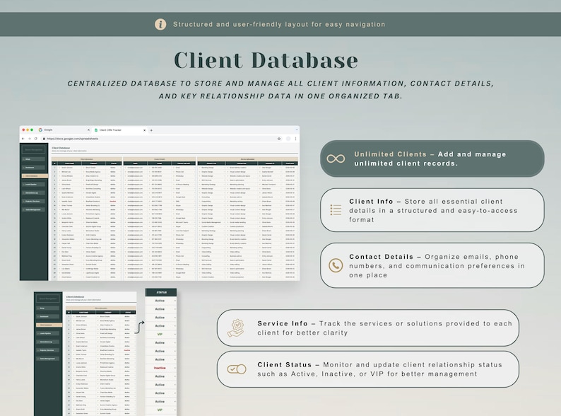 Client CRM & Lead Tracker Spreadsheet Client Tracker Excel Template CRM Google Sheets Small Business Planner Client Management Excel Tracker image 5