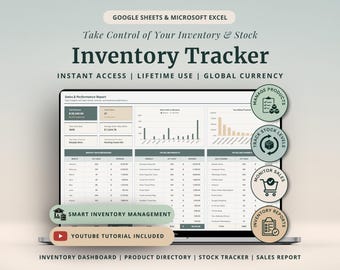 Inventory & Sales Management Google Sheets Tracker Small Business Spreadsheet Excel Sales Tracker Stock Management Product Inventory Planner