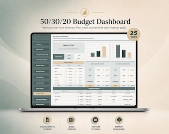 503020 Budget Dashboard Spreadsheet 2026 Personal Finance Monthly Weekly Excel Budget Tracker Debt Calculator Financial Planner Google Sheet