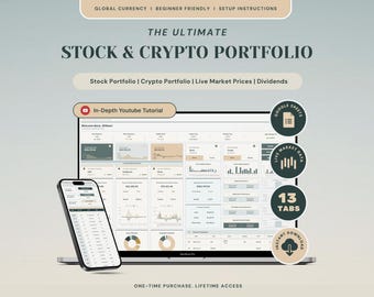 Ultimate Investment Portfolio Spreadsheet Tracker Google Sheets Assets Portfolio Tracker Trading Journal Crypto Portfolio Stock Investment