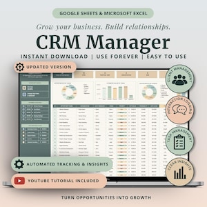 Client CRM & Lead Tracker Spreadsheet Client Tracker Excel Template CRM Google Sheets Small Business Planner Client Management Excel Tracker