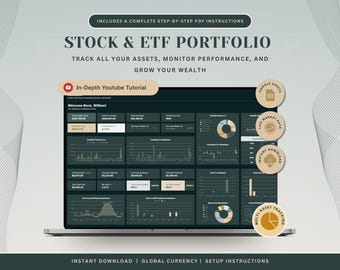 Stock ETF Portfolio Tracker Google Sheets Stock Market Tracker Investment Dashboard Trading Journal Digital Download Stock Portfolio Tracker