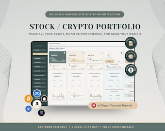 Stock and Crypto Portfolio Spreadsheet Tracker Google Sheets Stock Portfolio Crypto Investment Dashboard Trading Journal Stock Market Trade