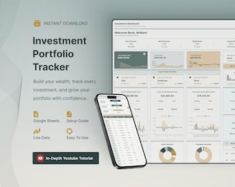 Ultimate Investment Portfolio Spreadsheet Tracker Google Sheets Assets Portfolio Tracker Trading Journal Crypto Portfolio Stock Investment