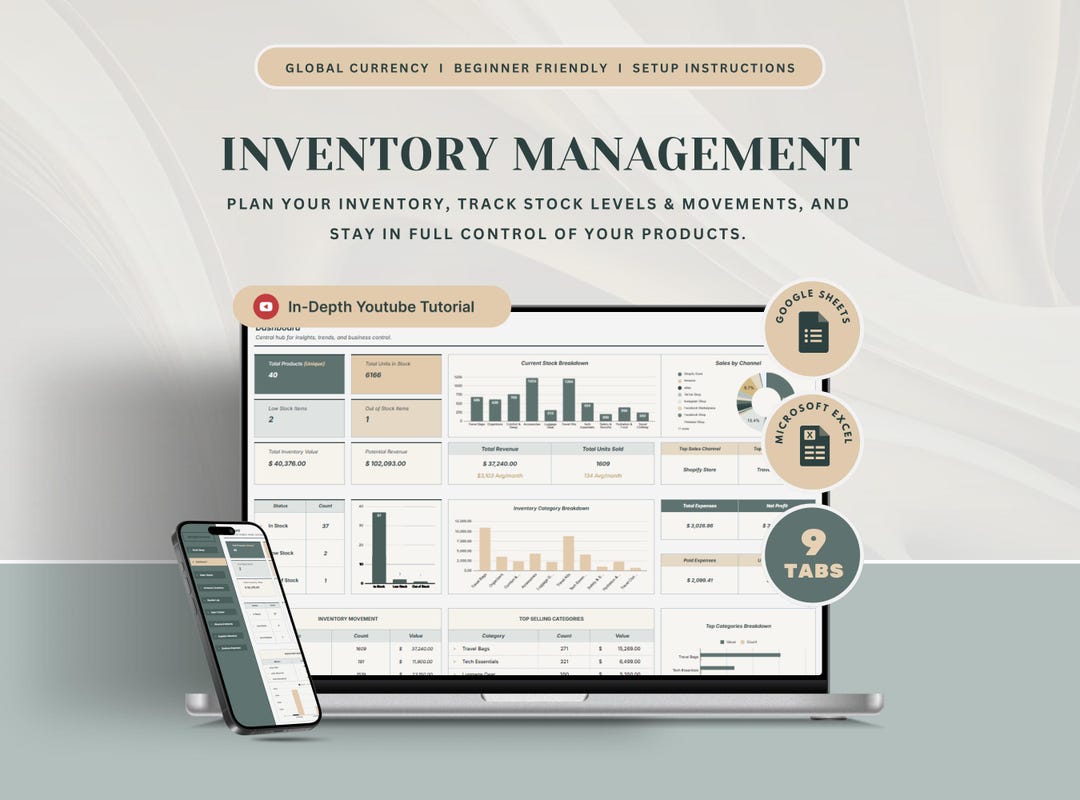 Inventory & Sales Management Google Sheets Tracker Small Business ...