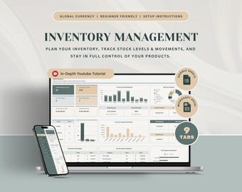 Inventory & Sales Management Google Sheets Tracker Small Business Spreadsheet Excel Sales Tracker Stock Management Product Inventory Planner