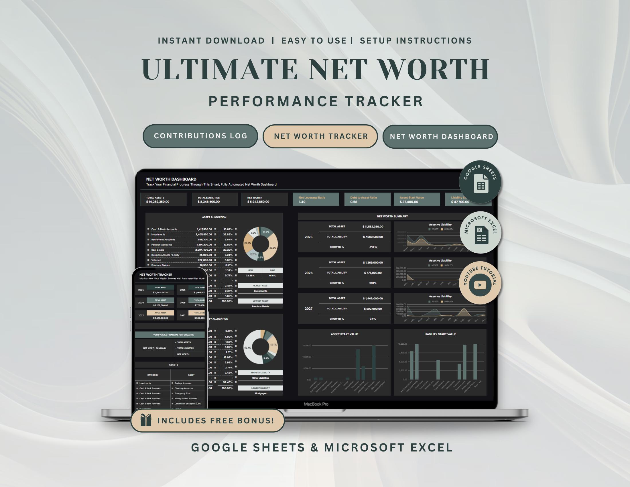 Net Worth Tracker Google Sheets Excel Personal Finance Spreadsheet ...