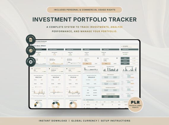 PLR Investment Portfolio Tracker Spreadsheet Stock Portfolio Tracker Google Sheets Investment Dashboard Trading Journal Crypto Tracker