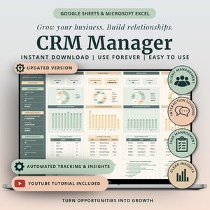 Client CRM & Lead Tracker Spreadsheet Client Tracker Excel Template CRM Google Sheets Small Business Planner Client Management Excel Tracker