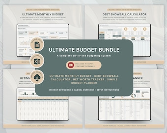 Ultimate Monthly Budget Excel Google Sheets Personal Finance Monthly Excel Budget Tracker Debt Snowball Net Worth Tracker Google Sheets