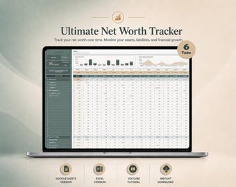 Net Worth Tracker Google Sheets Personal Finance Spreadsheet Asset Liability Tracker Wealth Management Excel Investment Tracker Spreadsheet
