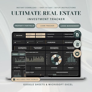Real Estate Investment Portfolio Tracker Google Sheets Loan Spreadsheet Dark Mode Excel Tracker Mortgage Rental Property Management Planner