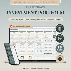 Investment Tracker Stock Portfolio Spreadsheet Google Sheets Trading Journal Crypto Tracker Personal Finance Planner Spreadsheet Dashboard