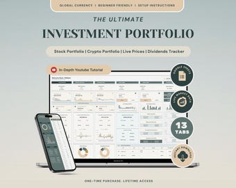 Investment Tracker Stock Portfolio Spreadsheet Google Sheets Trading Journal Crypto Tracker Personal Finance Planner Spreadsheet Dashboard