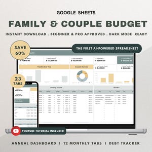 Family Annual Budget Spreadsheet Monthly Biweekly Budget Tracker Couple Financial Planner Google Sheets Bill Calendar Tracker Couple Budget