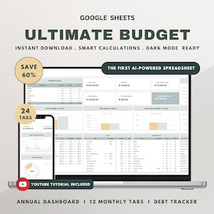 Annual Budget Tracker Spreadsheet Personal Finance Monthly Budget Google Sheets Weekly Budget Binder Debt Payoff Tracker Bill Calendar Sheet